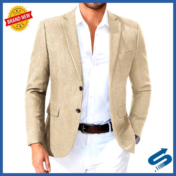Men's Casual Blazer Lightweight Sport Coat Two Button Jacket
